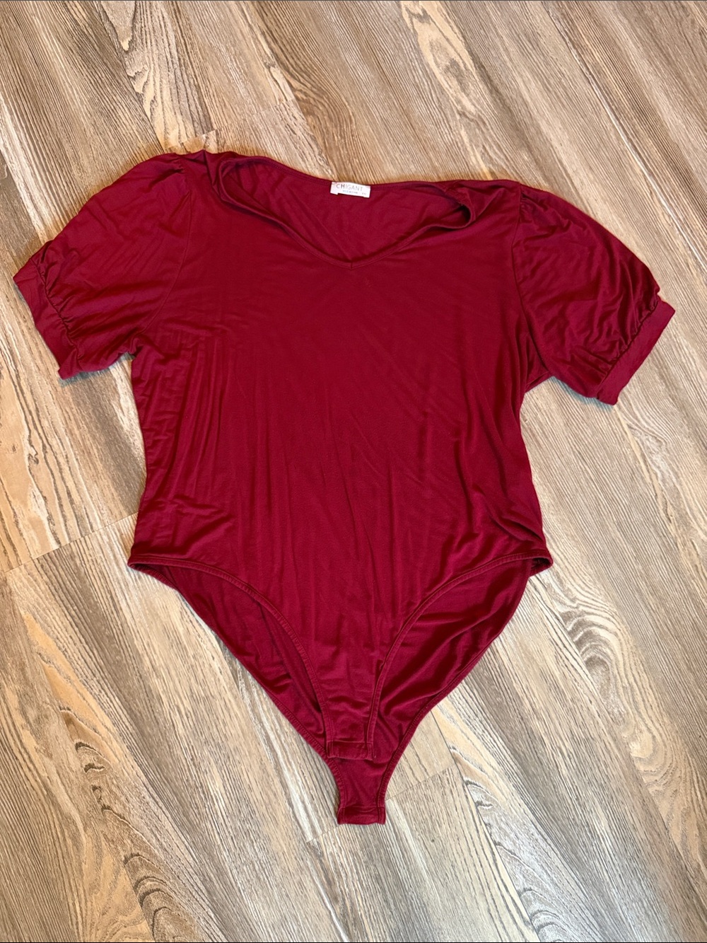 Women's Burgundy Short Sleeve Bodysuit